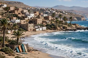 Taghazout beach surf village view - Taxi Agadir Taghazout transfer destination